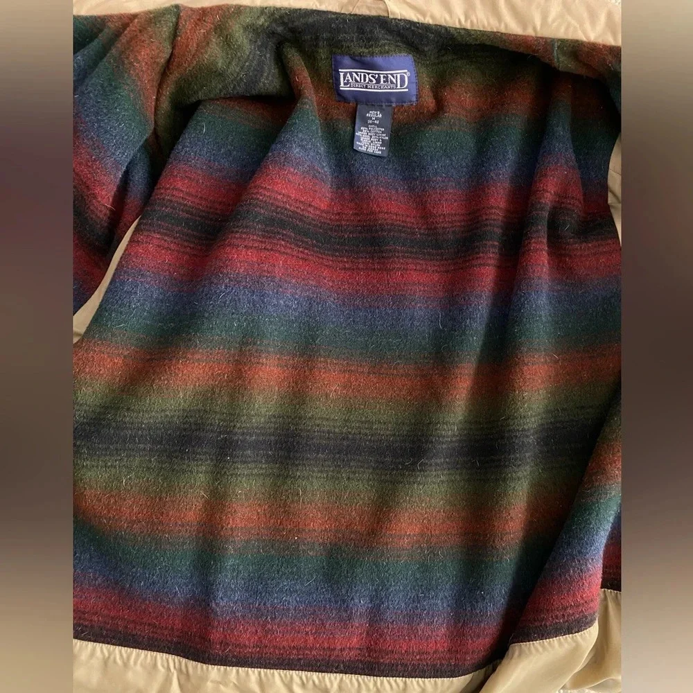 Vintage Land’s End Jacket Men’s Medium Chore Coat Blanket Lined Wool Barn Jacket